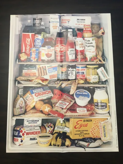 RARE! Vintage 1977 Xerox Refrigerator Spoof Food Poster 21x16