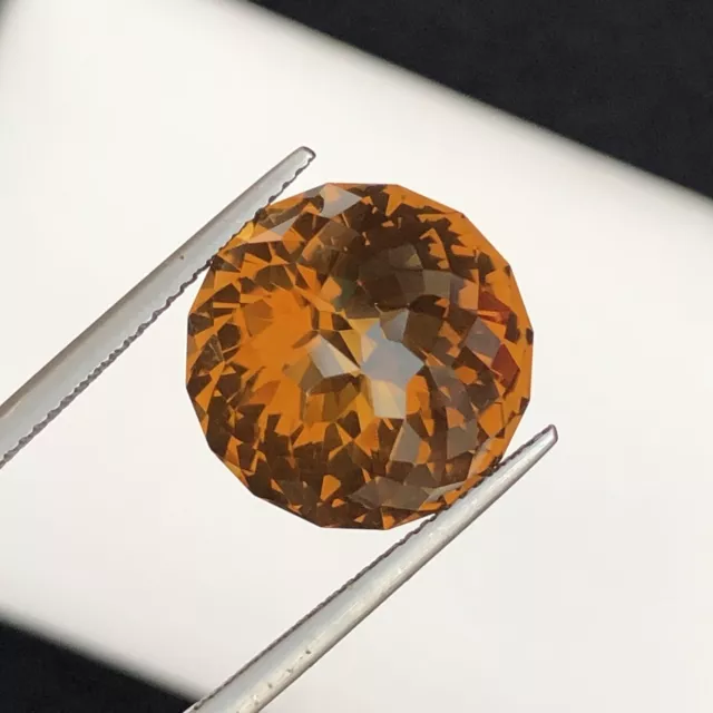 Natural Cut 16.30 Carat Dark Brown Citrine Umbrella Cut Round Faceted Loose Gem