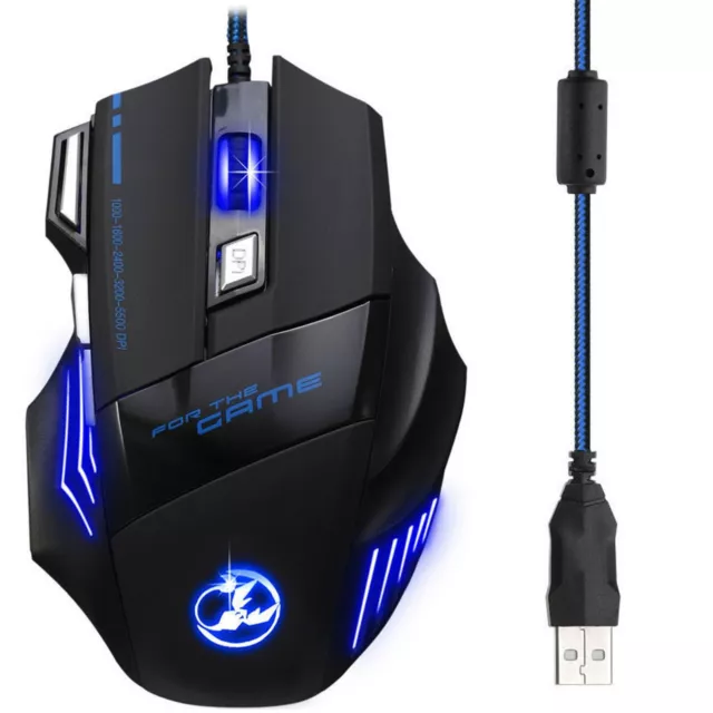 New Version 5500 Dpi 7 Buttons Usb Led Optical Wired Gaming Game Mouse Mice