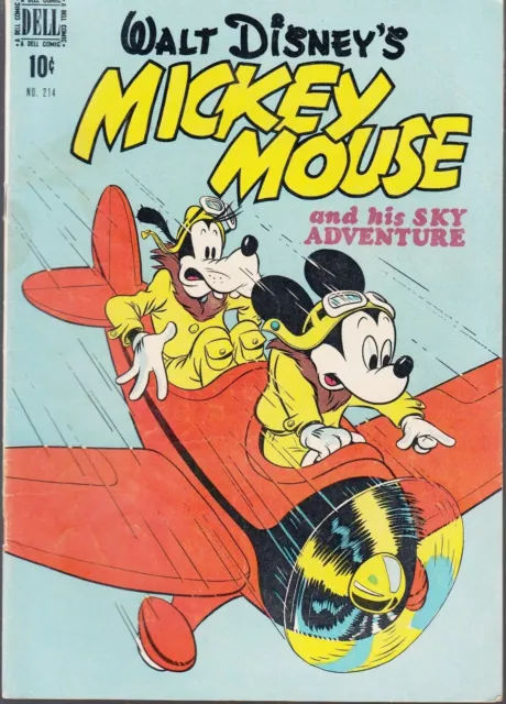 Mickey Mouse -His Sky Adventure #214 1948 -Walt Disney Vg/Fn Dell  4-Color