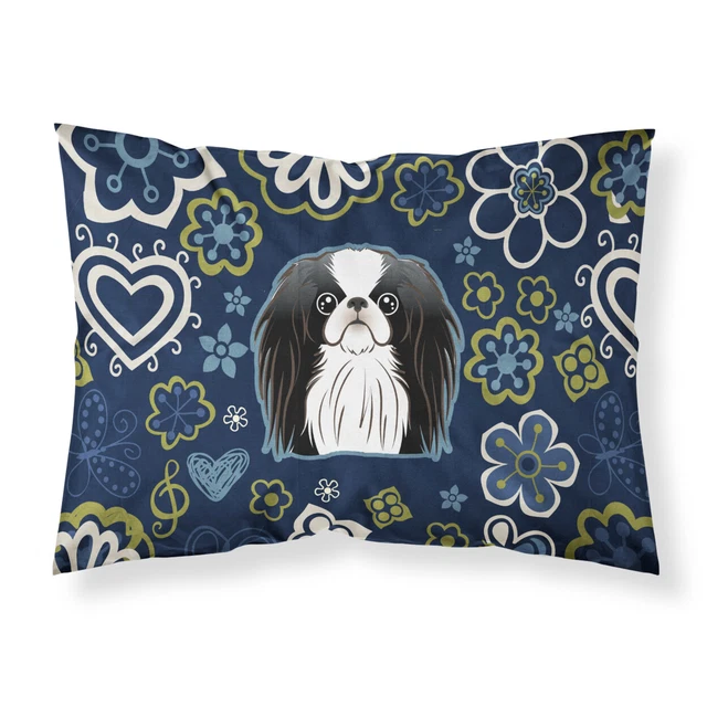 Carolines Treasures Bb5081pillowcase Blue Flowers Japanese Chin Fabric Standard