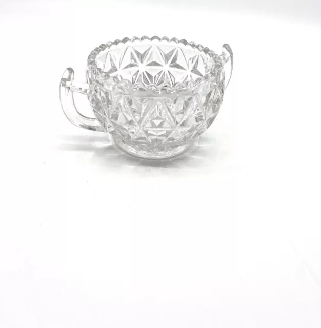 Vintage Pressed Glass Twin Handled Sugar Bowl c1950