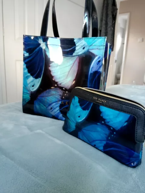 TED BAKER SMALL BLUE FLORAL ICON Tote Shopper Bag MATCHING