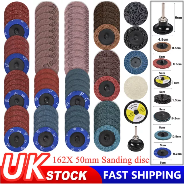 162PC 2" 50mm Type R Roll Lock Quick Change Discs Die Grinder Wool Sanding Pads