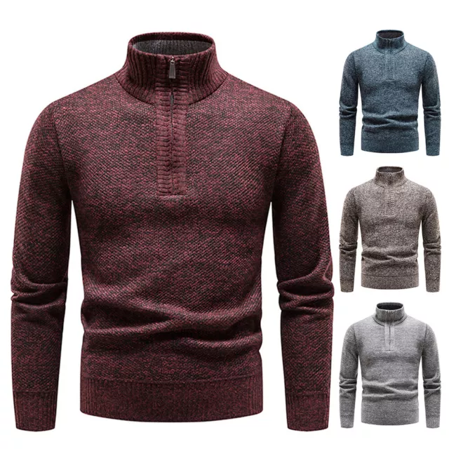 Mens High Neck Jumper Blouse Sweater Top Winter Warm Pullover Long Sleeve Casual