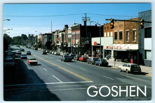 GOSHEN, Indiana IN ~ MAIN STREET Scene ~ Elkhart County 4"x6" Postcard