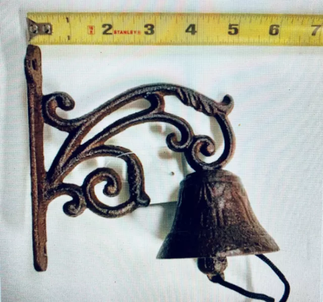 Door Bell Dinner Bell Wall Mount Brown Cast Iron New Rustic Vintage Old Fashion