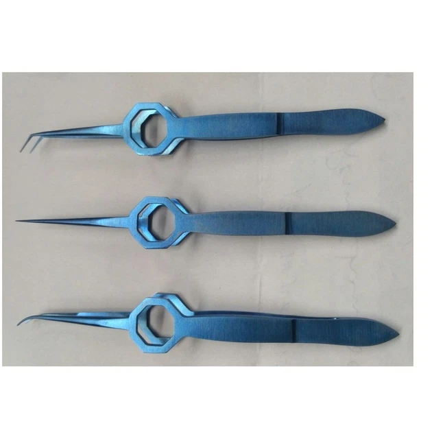 TITANIUM HAIR TRANSPLANT Tweezers staigth , curved & angled tip plene