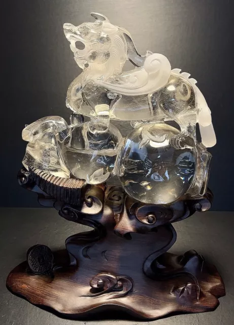 Chinese Exquisite Handmade Brave Troops Carving Natural Crystal Statue