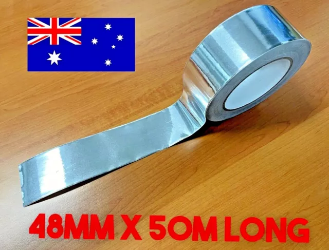 50 METER x 48mm Aluminium Foil Adhesive Sealing Tape Heating Duct Silver Repairs