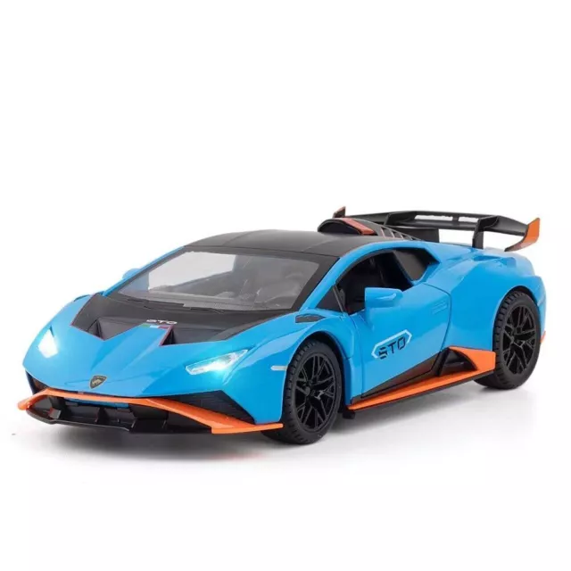1:24 Diecast Vehicle for Lamborghini Huracan STO Model Car Toy Sound Light Toy