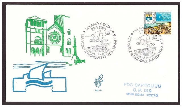 FDC Venetia Club 1992 - Genova 92' VIAGGIATA