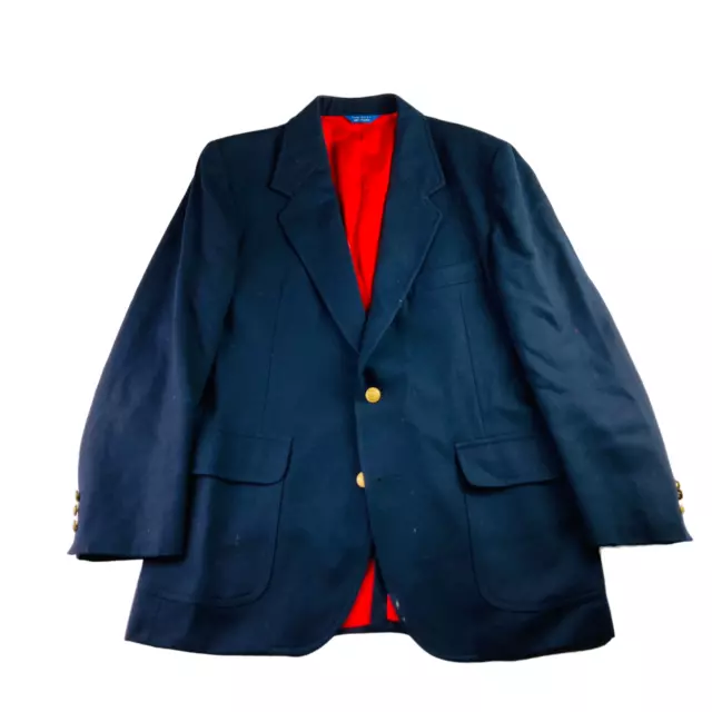 VTG Pendleton Men’s 2-Button Flannel Wool Blazer Jacket Navy Blue • USA • 42 R