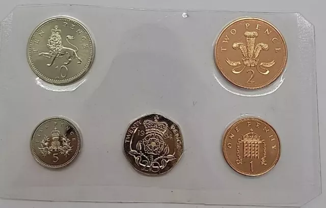 1994 Royal Mint Elizabeth II Brilliant Uncirculated BU 1p 2p 5p 10p 20p coin Set