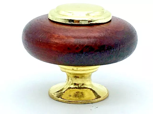 MAHOGANY COMBINATION KNOBS 34mm wood / brass cupboard drawer cabinet Knob (838)