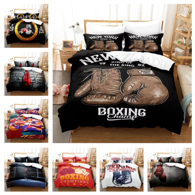 Boxing Champion Bedding Set Mens Gift Quilt Duvet Cover Single Double King Size