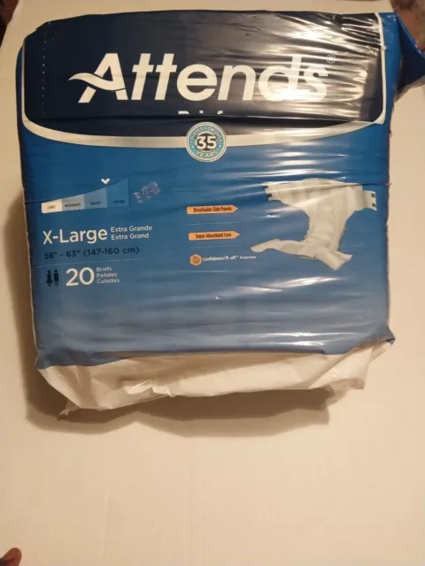 Attends Adult Incontinence Brief XL Heavy Absorbency Contoured, DDA40,  Heavy to Severe, 20 Ct 