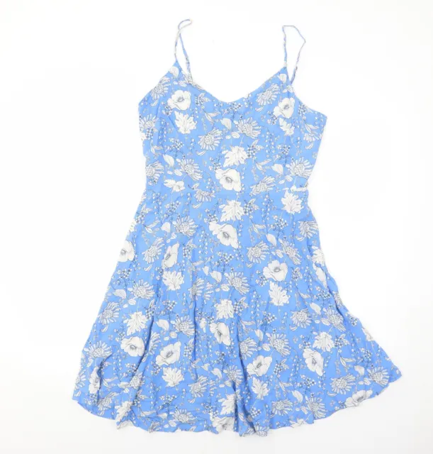 Gap Womens Blue Floral Viscose Tank Dress Size M V-Neck Pullover