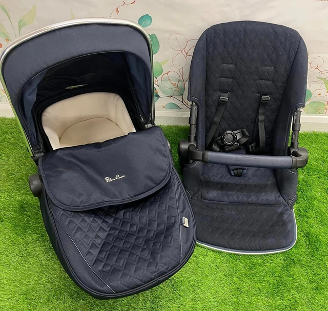 Silver Cross Wayfarer Carrycot & Seat unit in Sapphire Navy, Bumper Hood Apron