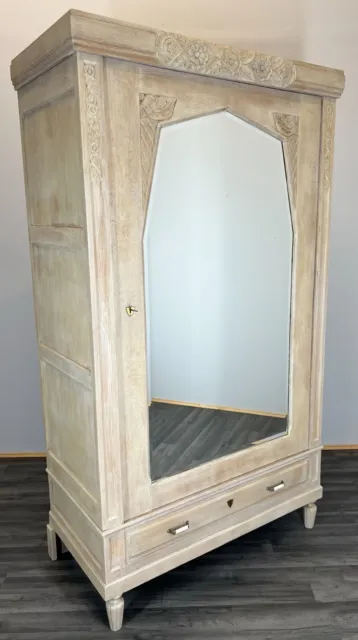 Shabby chic French Carved  Armoire Wardrobe with mirror (LOT 2775 )