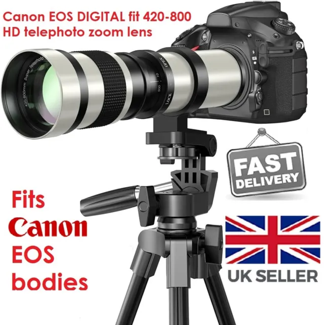 Canon EOS DSLR DIGITAL fit 420 800mm zoom lens 1000D 1200D 1300D 2000D 4000D etc