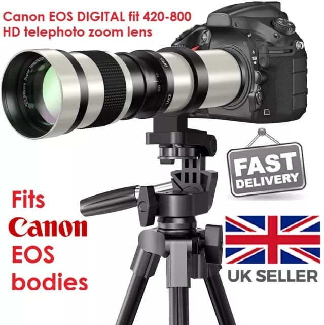 Canon EOS DSLR DIGITAL fit 420 obiettivo zoom 800 mm 1000D 1200D 1300D 2000D 4000D ecc.