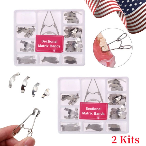 72Pcs Dental Sectional Matrices Bands Saddle Contoured Matrix w/ Spring Clip
