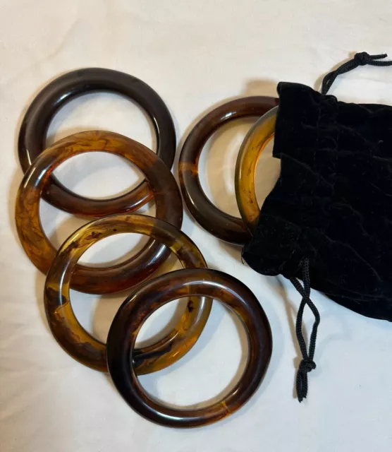 Chic Collection: Set of 6 Trendy Brown Tortoise Shell Bangle Bracelets - 2.5 Inc