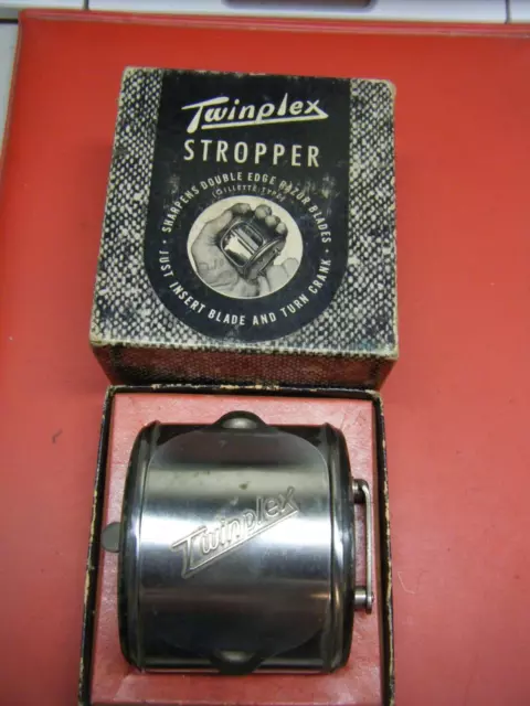 Vintage Twinplex Model G 200 Stropper Double Edge Razor Blade Sharpener W/Box #2