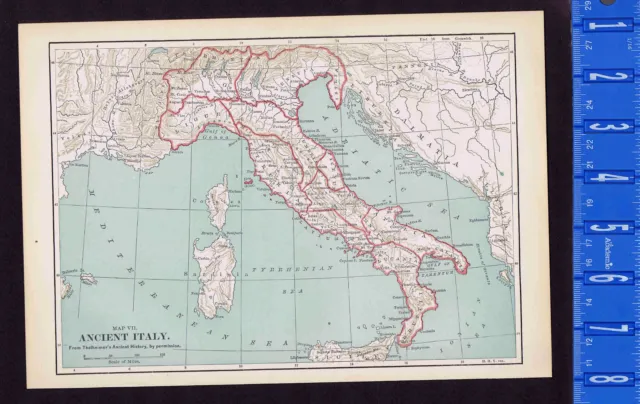 ANCIENT ITALY by von Steinwehr  - Antique 1885 Map Print