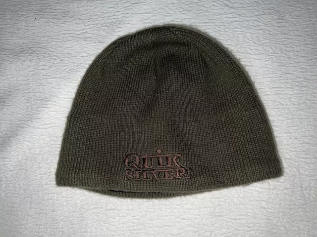 Quiksilver Men’s Embroidered Army Green Thermal Lined Knit Beanie