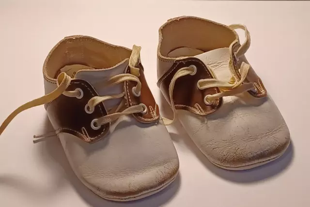 Vintage Wee Walker Baby Shoes Saddle Oxford Brown White 4.25 In