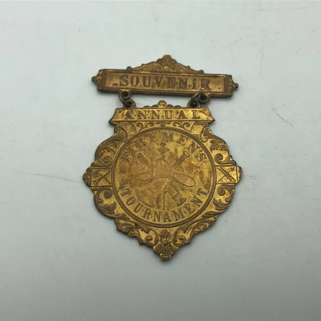 Souvenir Firemen's Tournament Badge Missing Pin AS IS Schwaab Vintage Antique