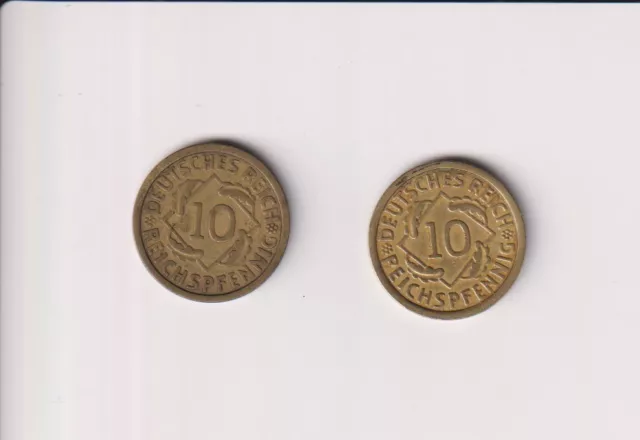 Deutsches Reich, 10 Reichspfennig 1924 A/ 1929 A