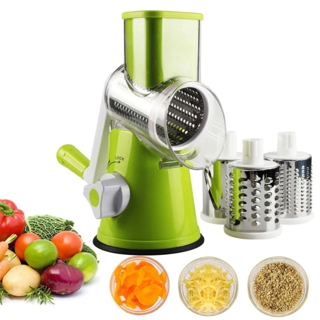ROTARY VEGETABLE SLICER Cutter Manual Kitchen Cheese Chopper Machine £