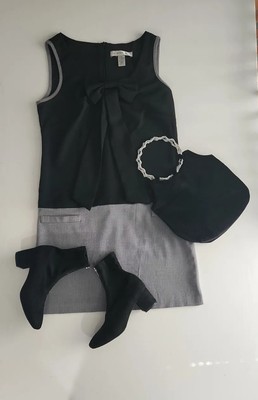 AA Studio Dress Mini Sleeveless Size 8 Black/gray Color Used