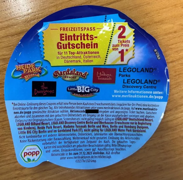2 für 1 Gutschein Coupon Heide Park Legoland Gardaland Dungeons BigCity bis12/23