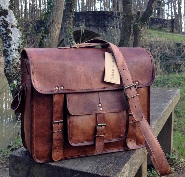 Bag Leather Messenger Shoulder Men's Satchel Briefcase Laptop Crossbody Genuine