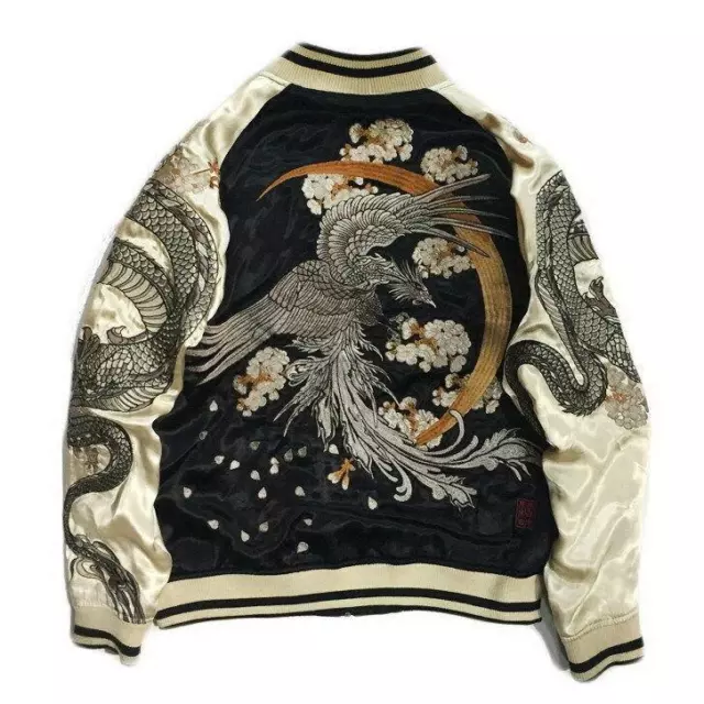 Sukajan Souvenir Jacket REVERSIBLE Japanese Pattern Embroidered Dragon Phoenix 3