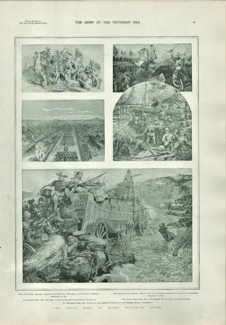 Antique Illustrated Print Great Wars Queen Victorias Reign Sikh & Persian 1901