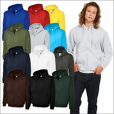 Adults Classic Full Zip Hooded Sweatshirt Unisex Workwear Pullover Zipped Jumper