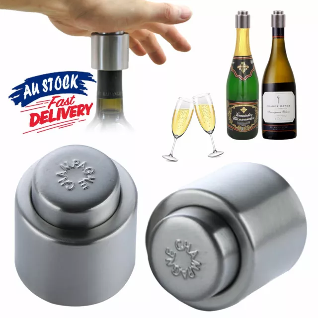 2PCS Stainless Steel Sealer Bottle Stopper Fresh Vacuum Sealer Champagne