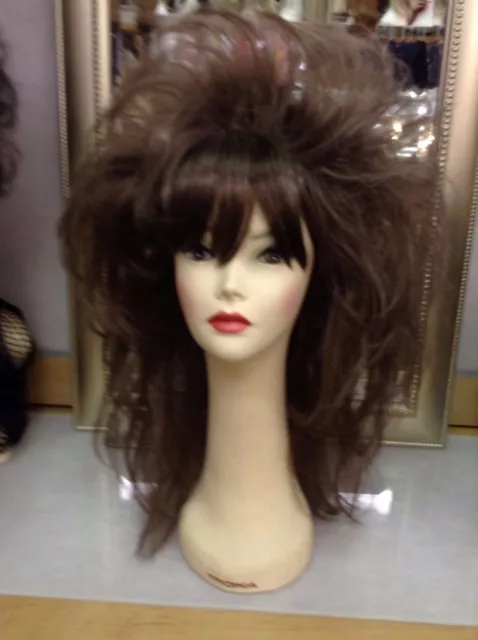 Sin City Wigs Rich Brown Beauty Teased Layers Bangs Long Straight Sexy Big Hair!