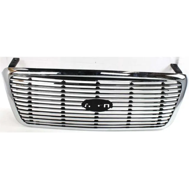 Grille Assembly For 2004-2008 Ford F-150 Lariat Chrome Billet Style Bar Insert