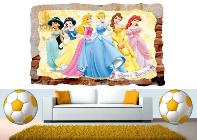 Disney Princess Fairies Belle Mural 3d Smashed Wall View Sticker Poster Vinyl 41