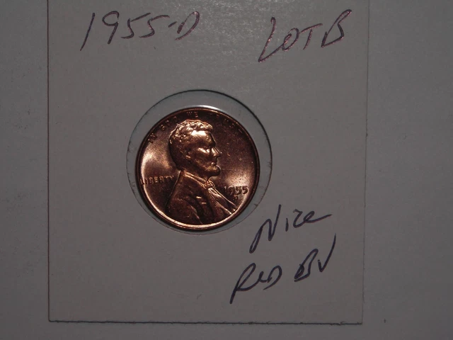wheat penny 1955D LINCOLN CENT NICE RED BU 1955-D NICE RED UNC DETAILS LOT #B
