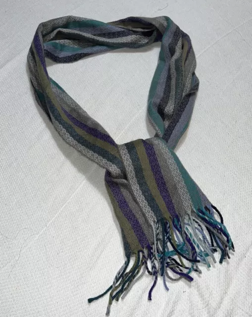 BNWT Cejon Italian Woven Acrylic Striped Geo Printed Scarf One Size