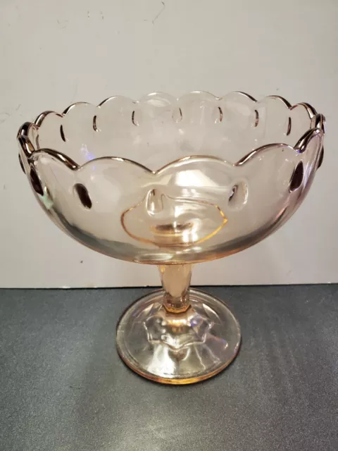 Vintage -Pink -Depression Glass -Compote -Pedestal -Fruit Bowl -Candy Dish