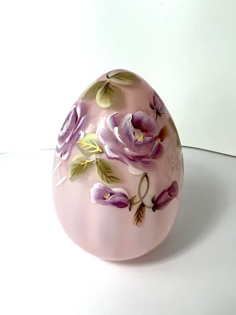 Fenton Limited Edition Blown And Handpainted Pink Egg Easter Decor