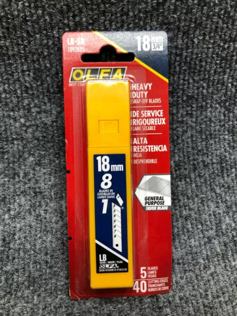 LB-5B OLFA Heavy-Duty Silver Snap-Off Blade Replacements, Pack of 5 Blades